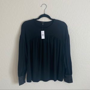 NEW ~ Ann Taylor | leather cuff yoke top